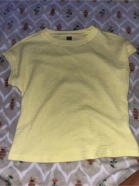 Basic Yellow Textured Tee - Womens Top